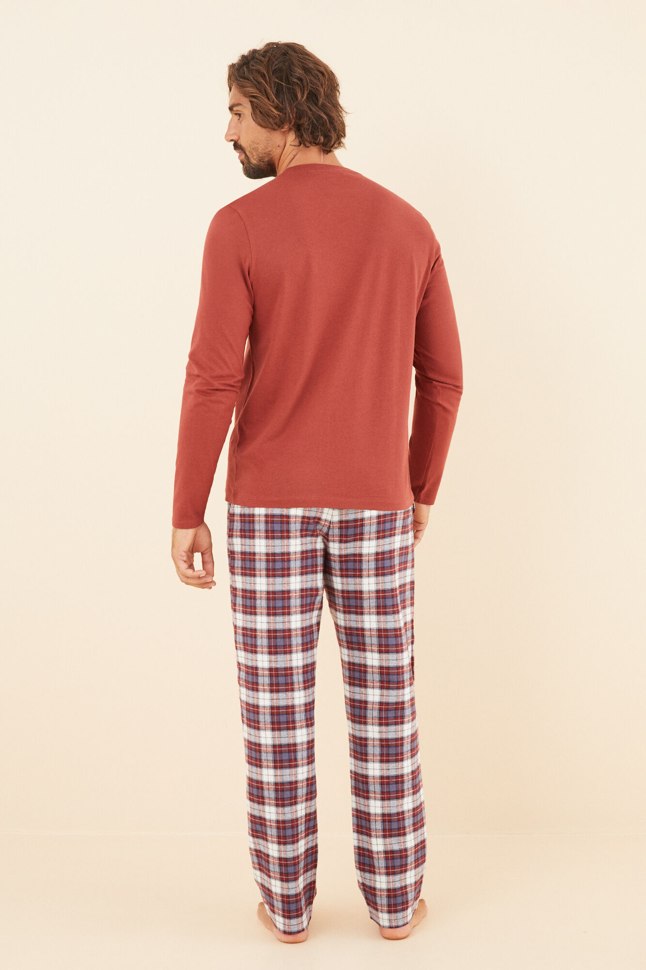 Women'secret Pijama larga hombre 100% algod&oacute;n Garfield naranja