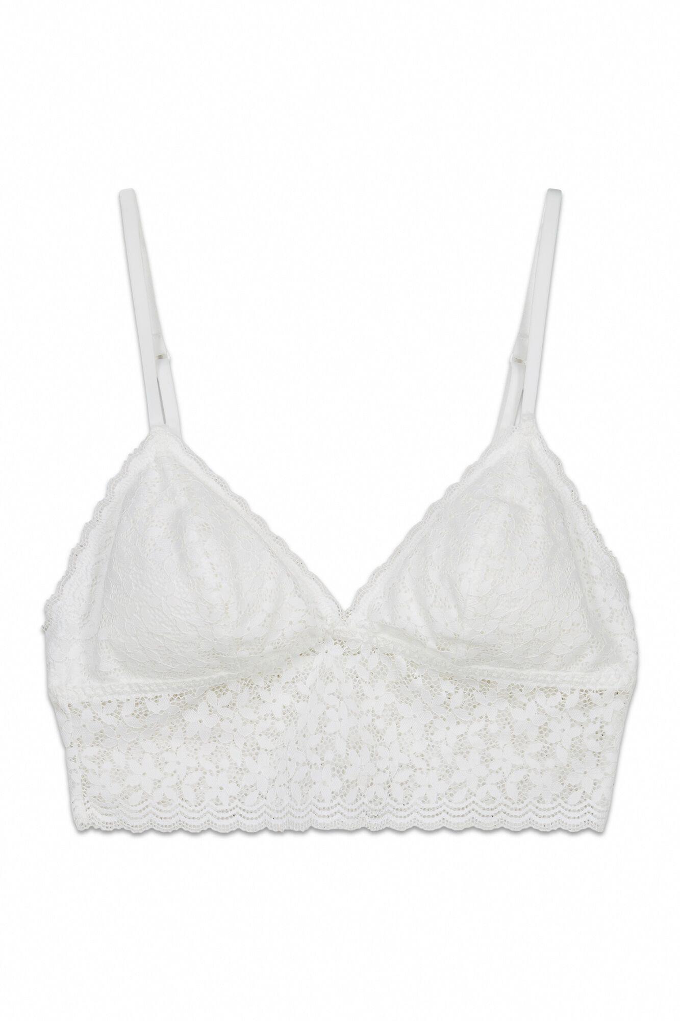 Women'secret Brasier bralette triangular de encaje blanco marfil