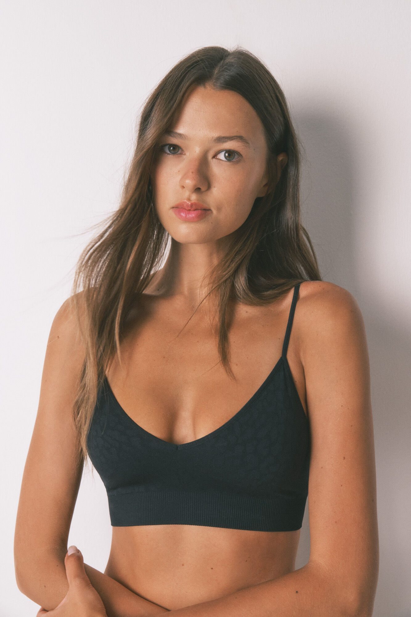 Women'secret Top sin costuras NATURAL con estampado animal negro negro