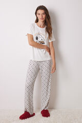 Womensecret Pijama algodón marfil Snoopy marfil