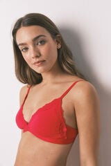 Women'secret Brasier triangular de encaje rojo NATURAL rojo