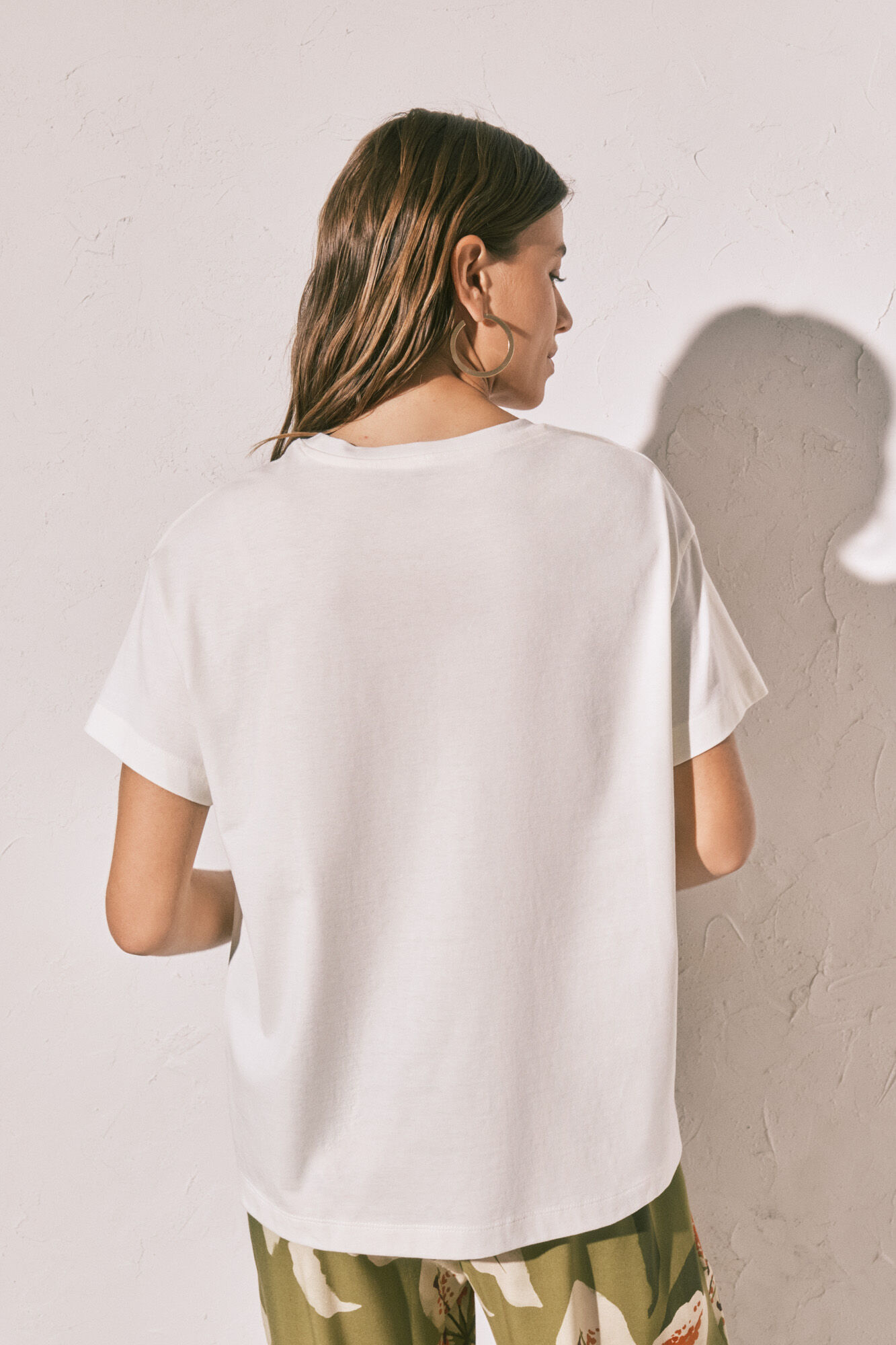 Women'secret Playera de manga corta de algod&oacute;n marfil