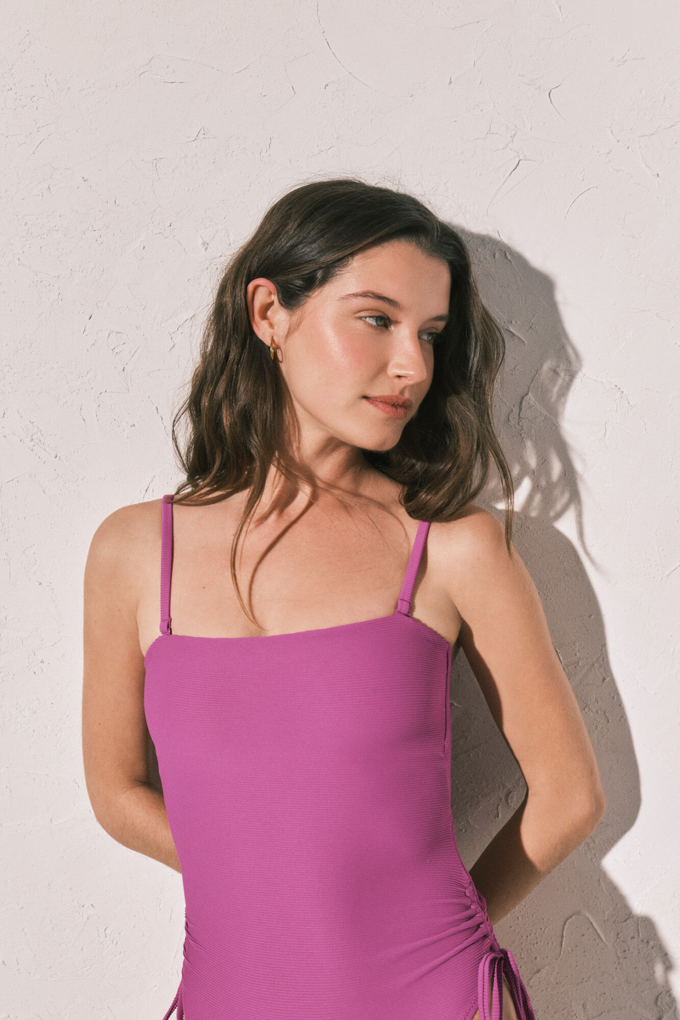 Women'secret Traje de ba&ntilde;o bandeau acanalado granate morado/lila