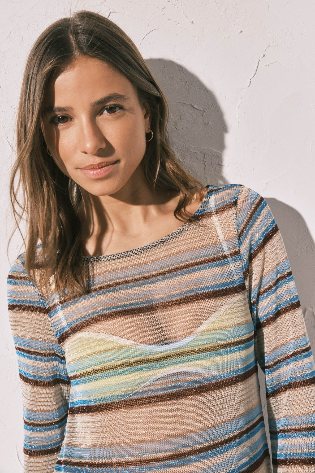 Women'secret Vestido t&uacute;nica corto estampado de rayas lurex