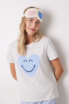 Womensecret Pijama 100% algodón azul corazones gris