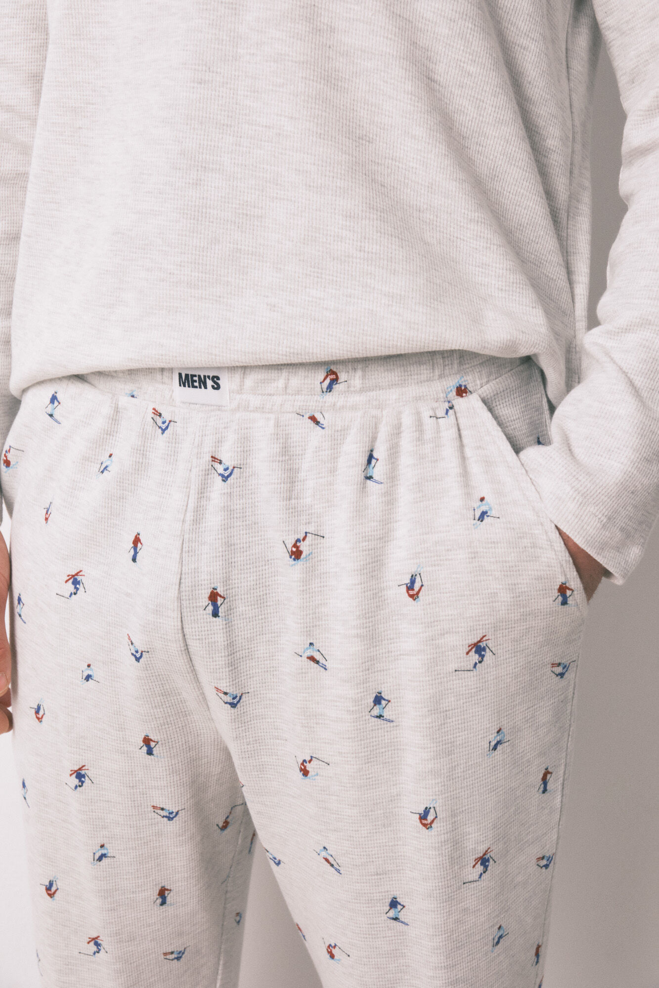 Women'secret Pijama larga de hombre 100% algod&oacute;n gris esqu&iacute; gris