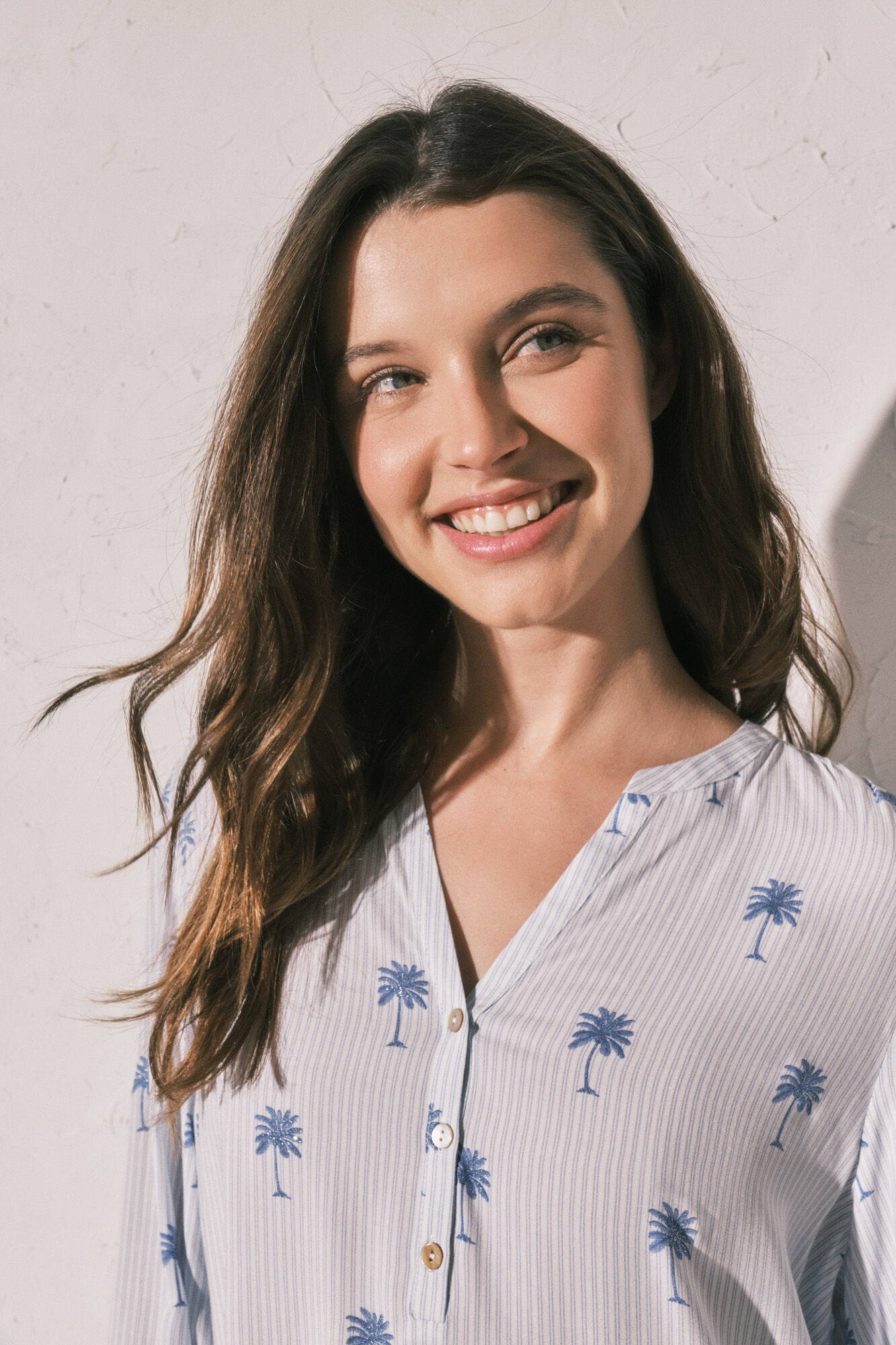 Women'secret Playera de dormir corta de rayas con palmeras