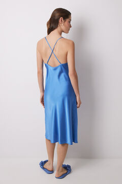 Womensecret Camisón midi satén y encaje azul estampado