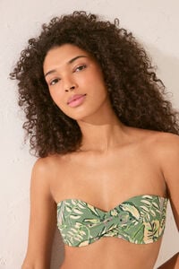 Womensecret Top bikini bandeau print tropical verde