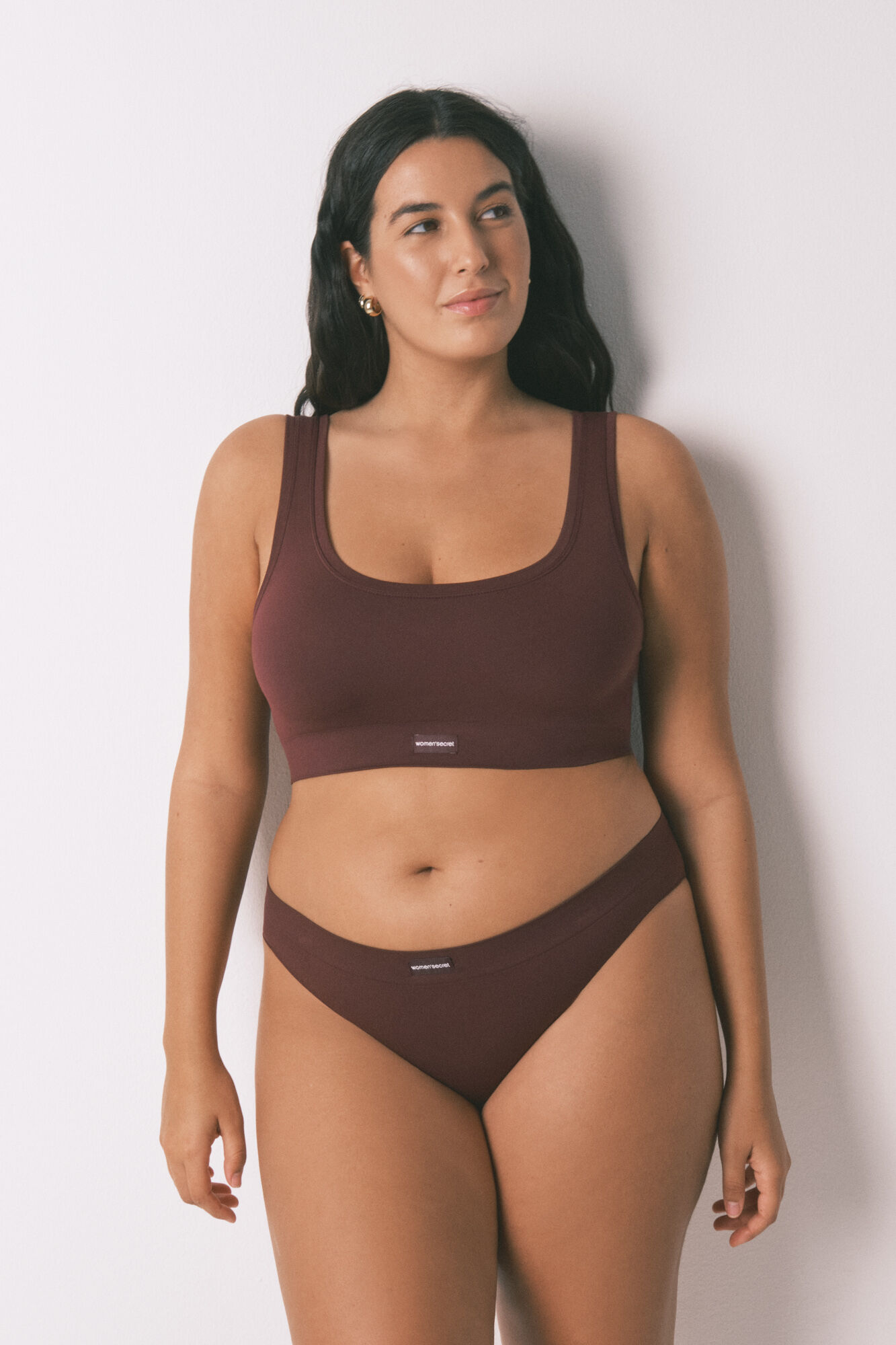 Women'secret Panty cl&aacute;sica sin costuras color granate p&uacute;rpura