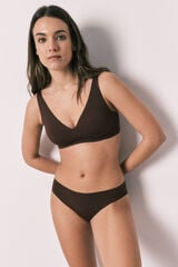 Women'secret Panty cl&aacute;sica sin costuras de microfibra granate caf&eacute;