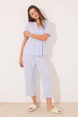 Womensecret Pijama camisera de rayas azules de viscosa Capri verde