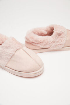 Womensecret Pantuflas peluche antelina rosa rosa