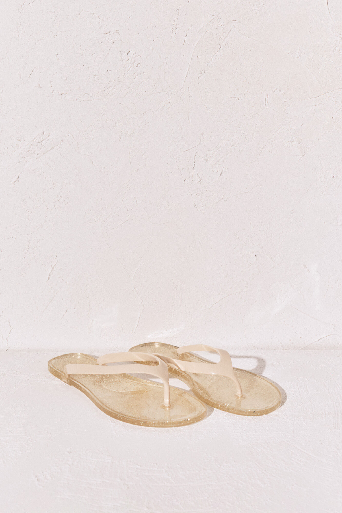 Women'secret Chanclas de dedo con efecto brillo glitter amarillo amarillo