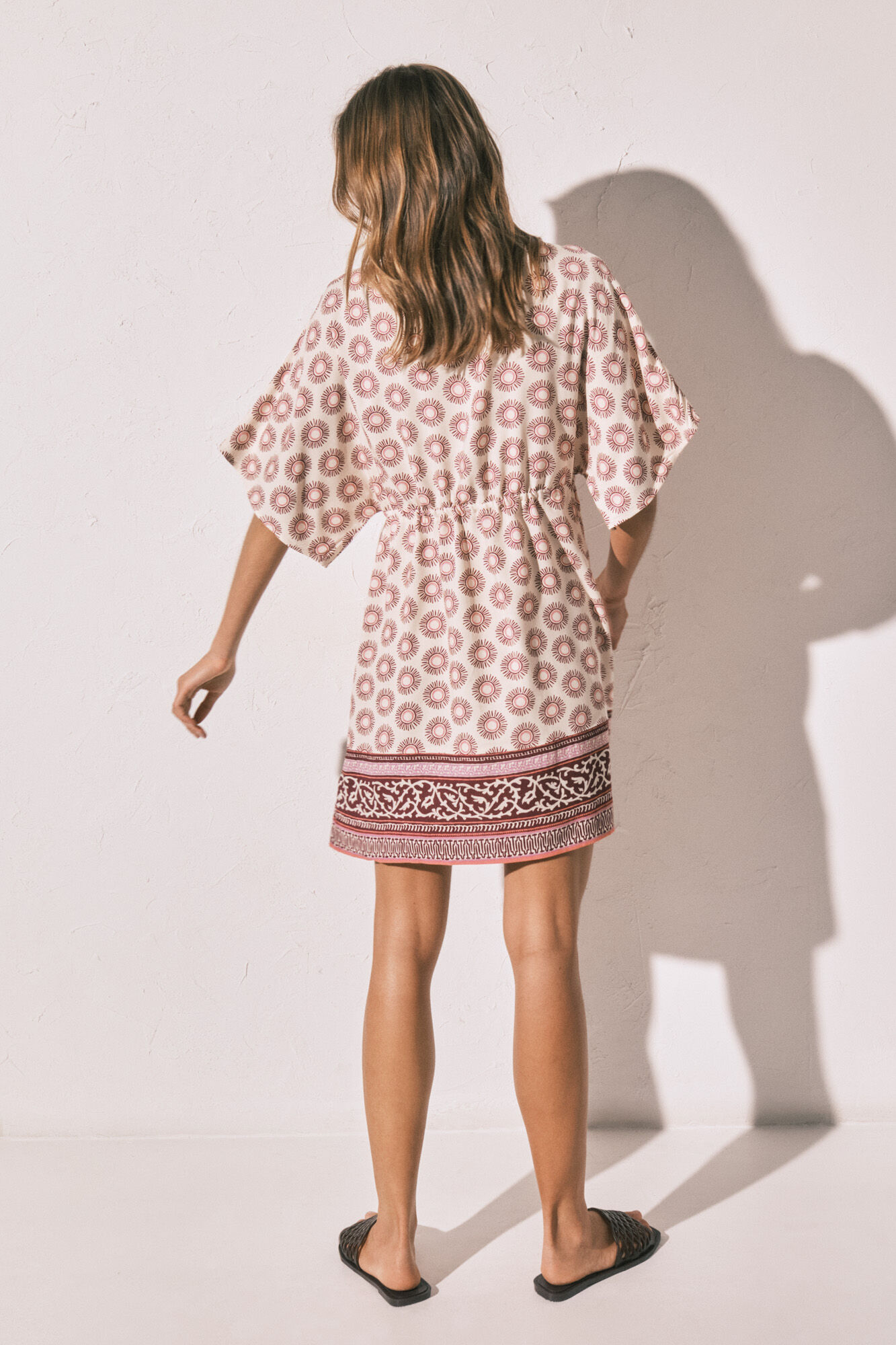 Women'secret Vestido t&uacute;nica corta estampado boho granate estampado