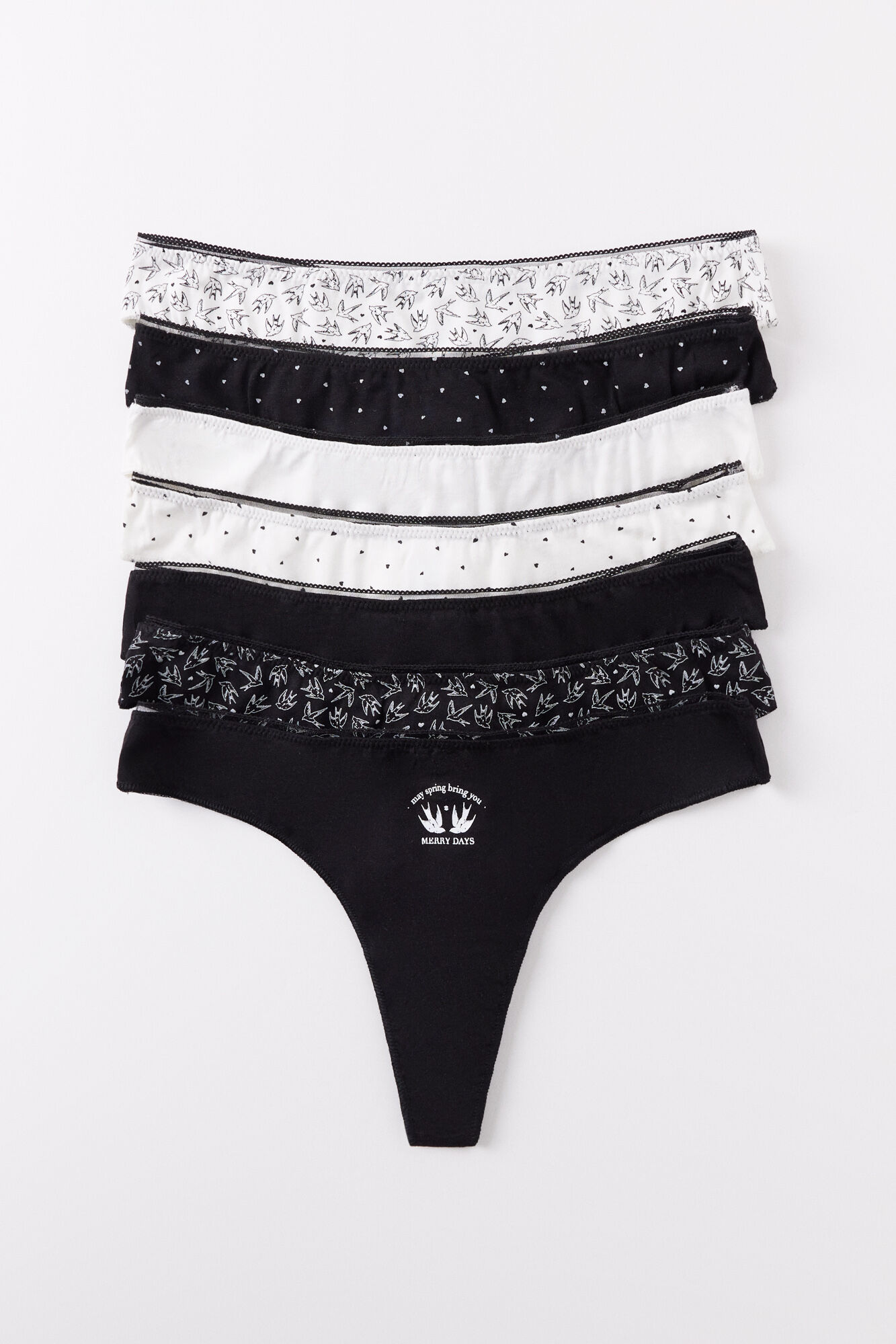 Women'secret Pack 7 tangas algod&oacute;n lisas y estampadas B&W estampado