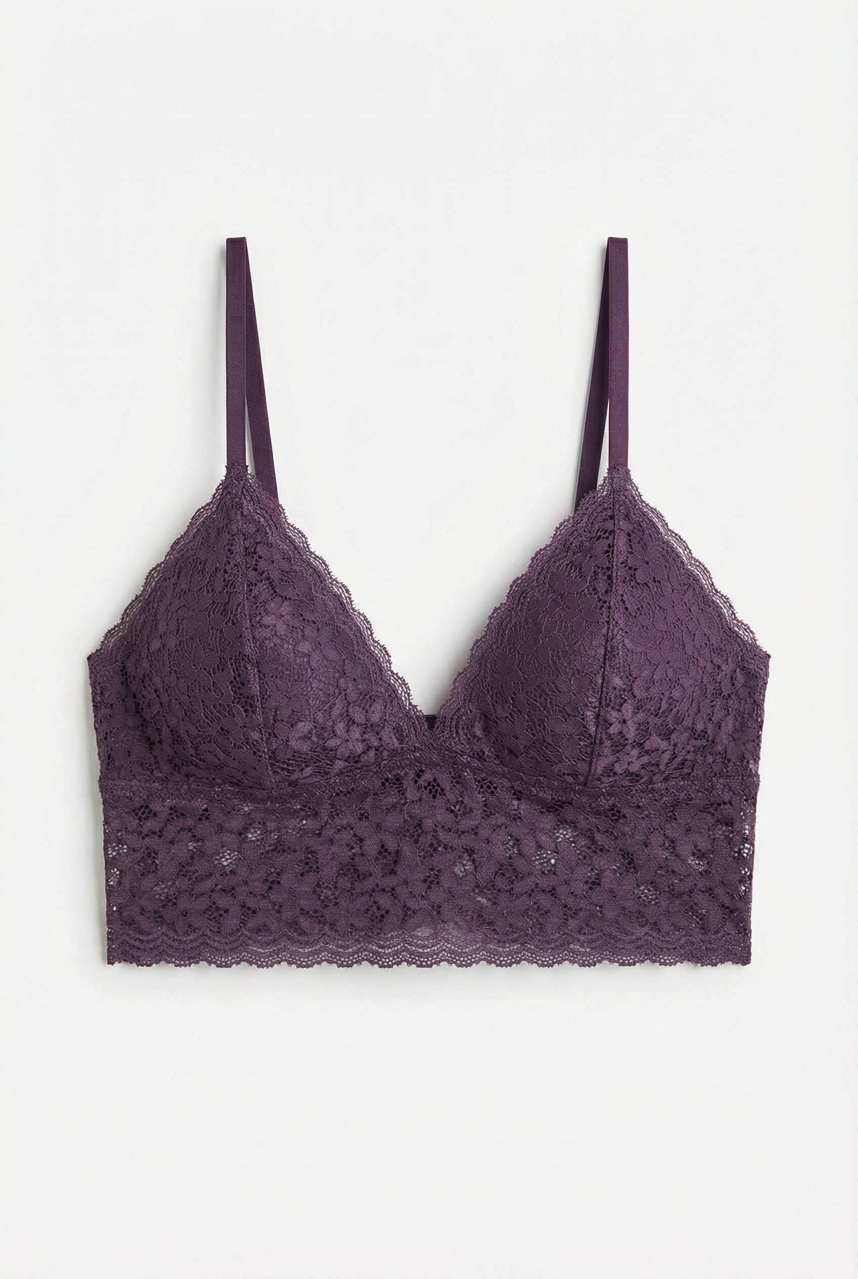 Women'secret Brasier bralette triangular de encaje granate morado/lila