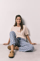 Women'secret Pantal&oacute;n largo de viscosa estampado de rayas estampado