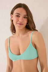 Womensecret Top de bikini triangular de lúrex turquesa verde