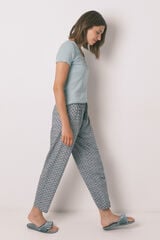 Women'secret Pantalón largo con estampado de viscosa zanahoria verde