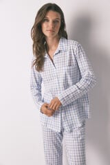 Women'secret Pijama camisera de algodón a cuadros azules  estampado
