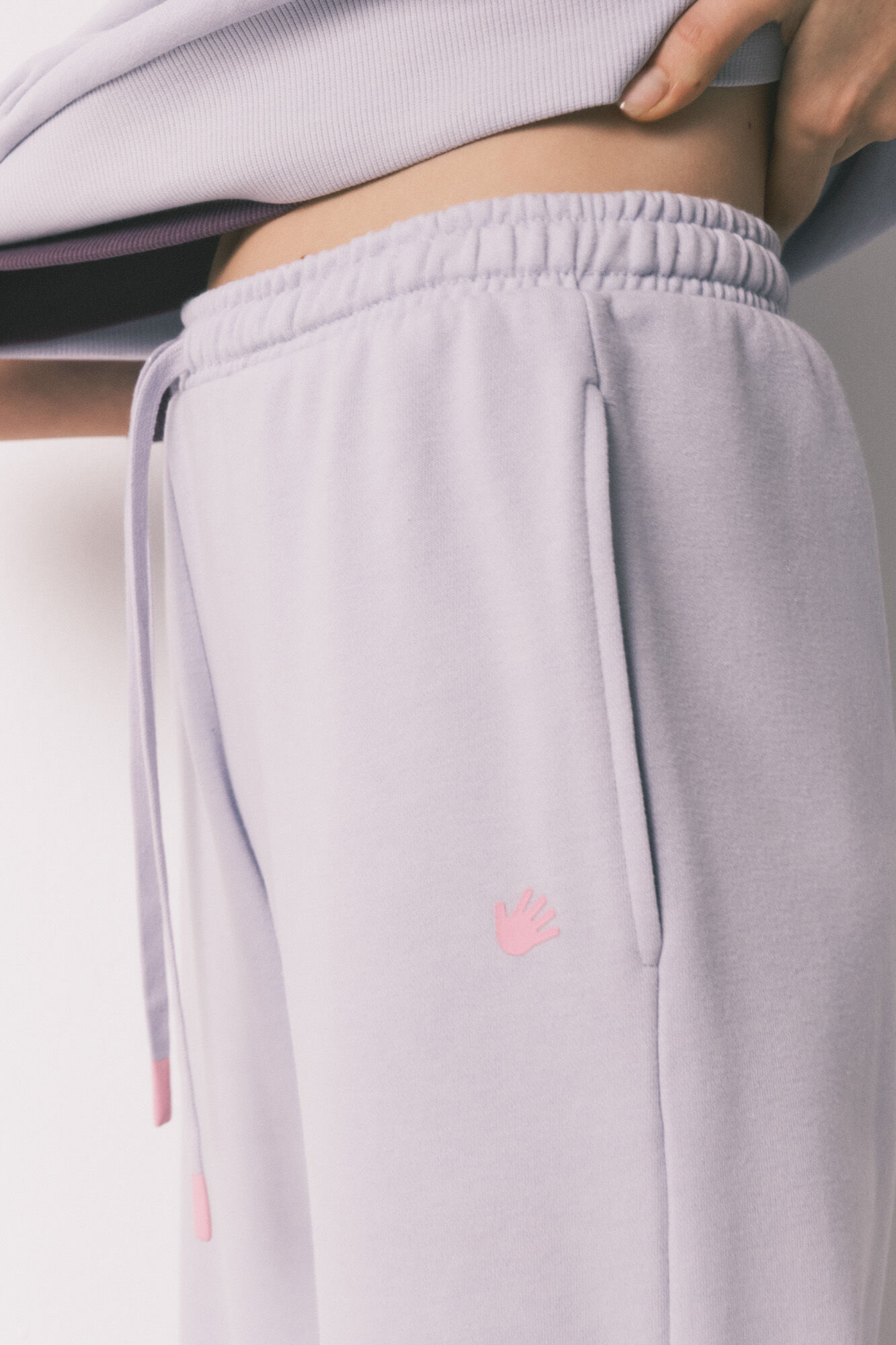 HI&BYE Pantal&oacute;n largo flare de felpa lila azul