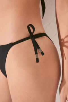 Womensecret Panty de bikini brasileña negra con tirantes negro