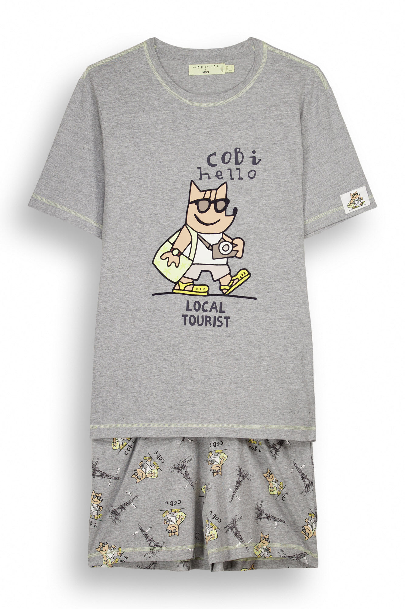 Women'secret Pijama corta hombre 100% algod&oacute;n Cobi gris