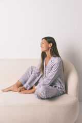 Women'secret Pijama camisera de sat&eacute;n con estampado geom&eacute;trico p&uacute;rpura