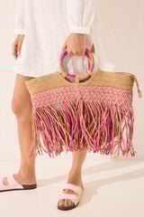 Womensecret Bolsa bolsa de playa de rafia rosa, bolsa café