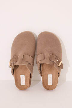 Womensecret Pantuflas para casa tipo zueco color beige café