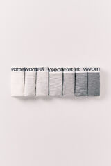 Women'secret Pack 7 tangas de algod&oacute;n con logo a rayas blanco