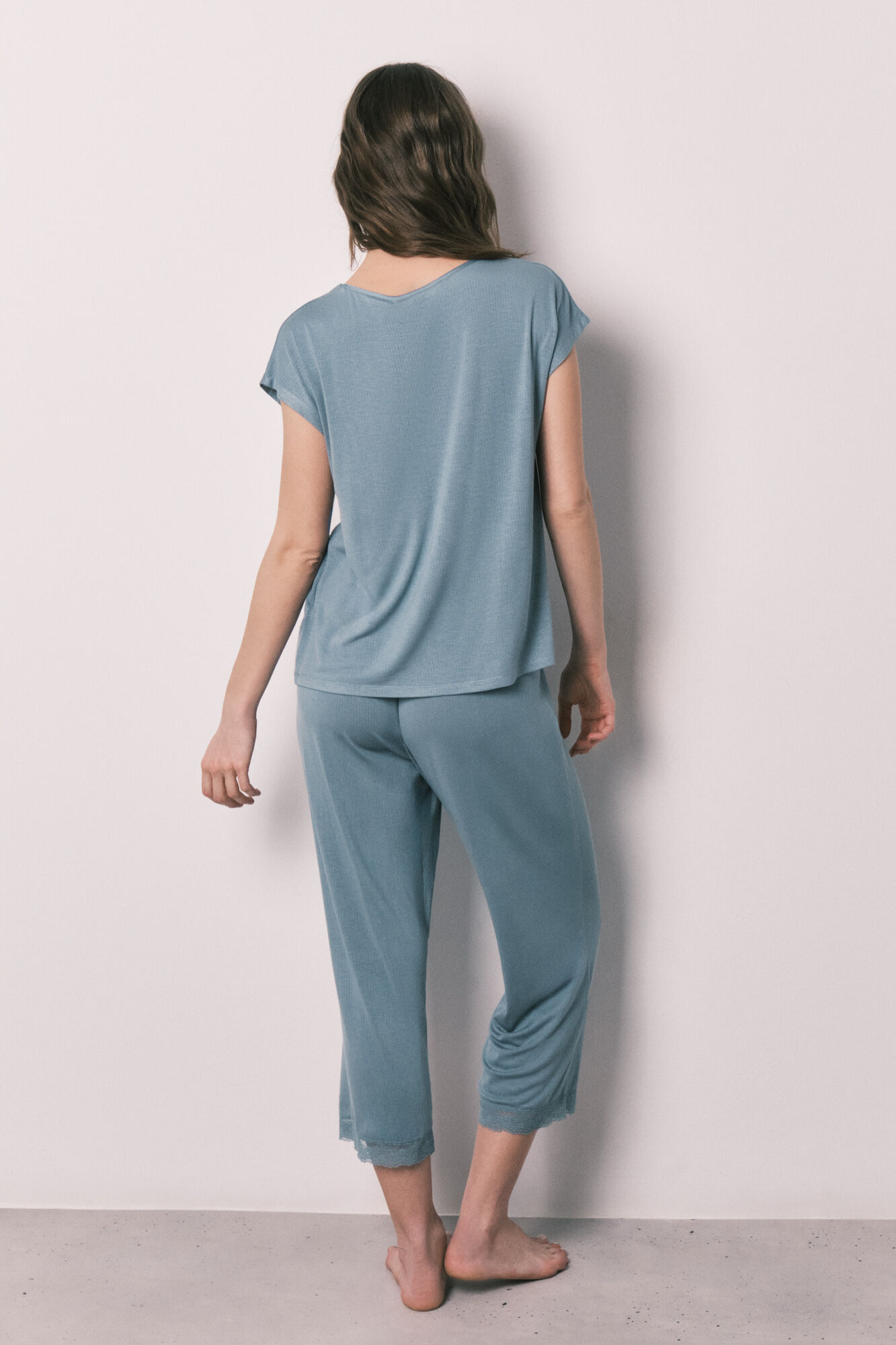Women'secret Pijama Capri tacto suave de viscosa azul azul