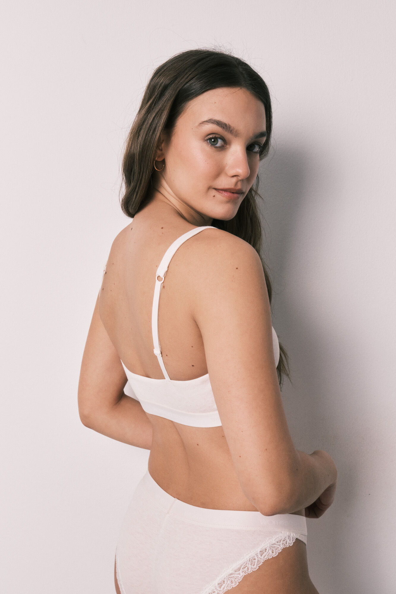 Women'secret Bralette de algod&oacute;n acanalado beige marfil