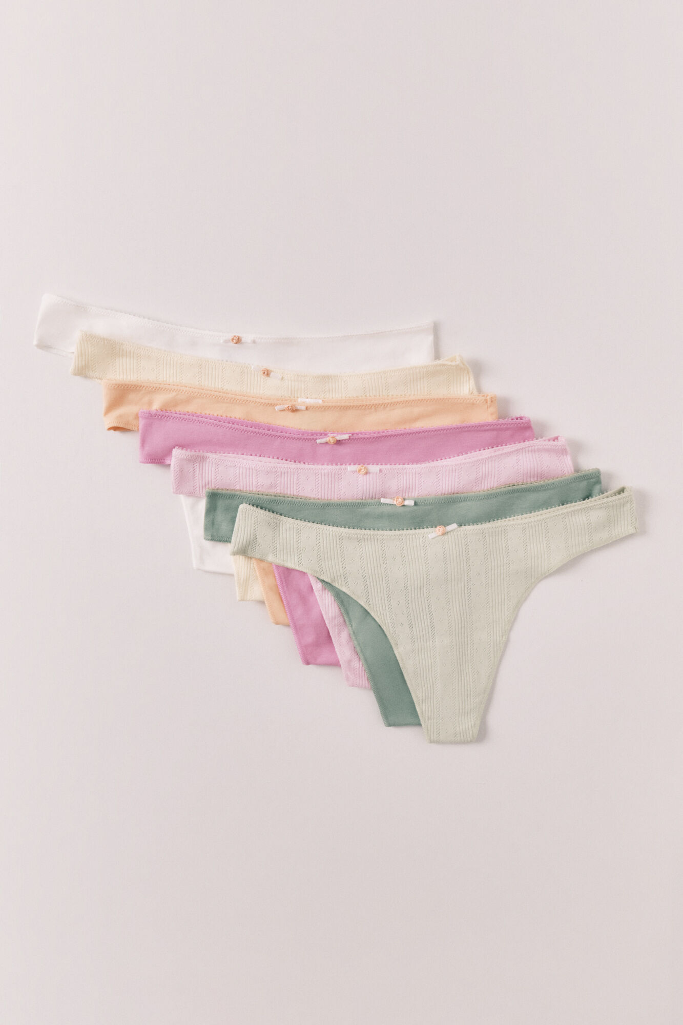 Women'secret Pack 7 tangas de algod&oacute;n pointelle mix colores