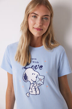 Womensecret Camisón midi canalé rayas Snoopy azul