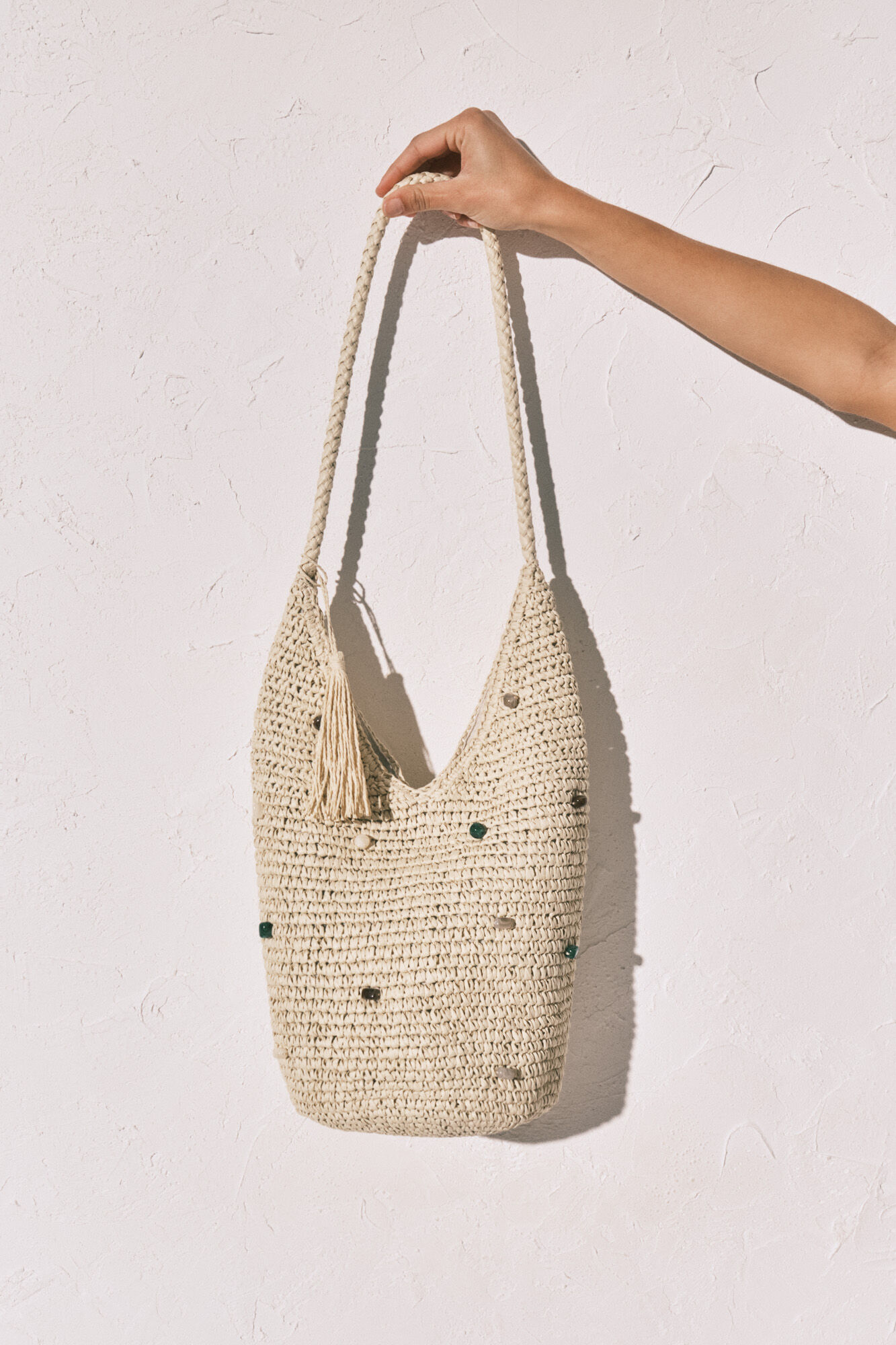 Women'secret Bolsa de rafia con apliques
