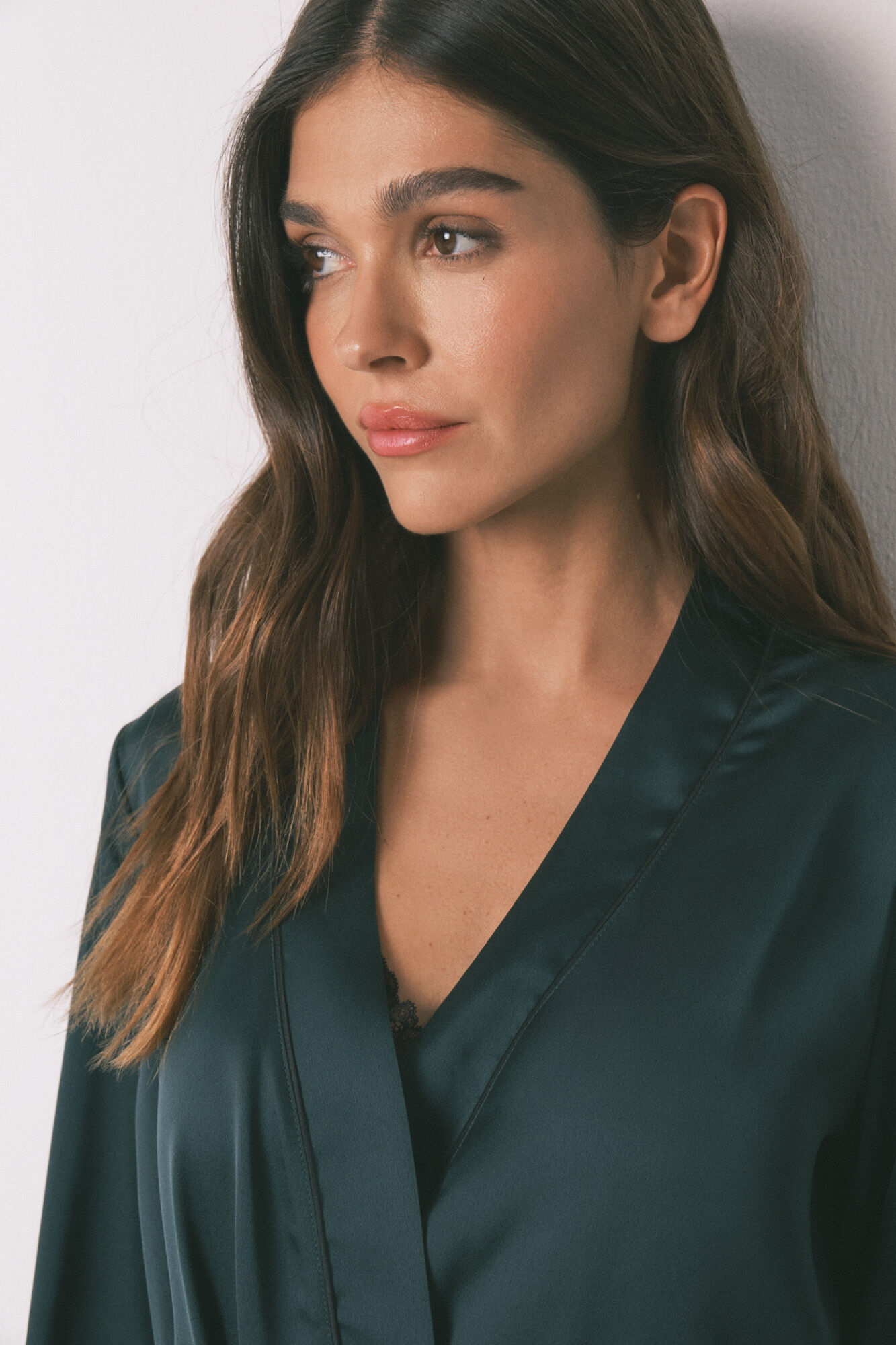 Women'secret Bata larga holgado de bata verde