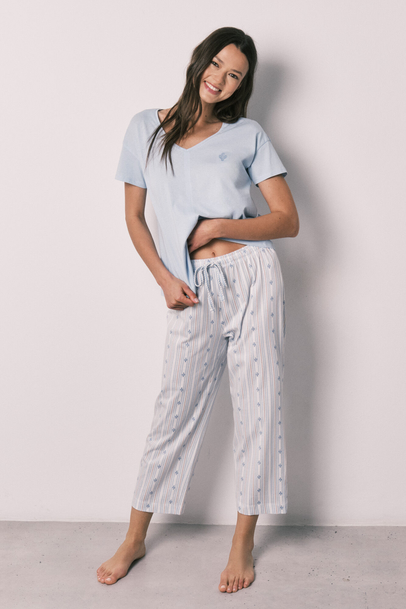 Women'secret Pijama capri de algod&oacute;n azul