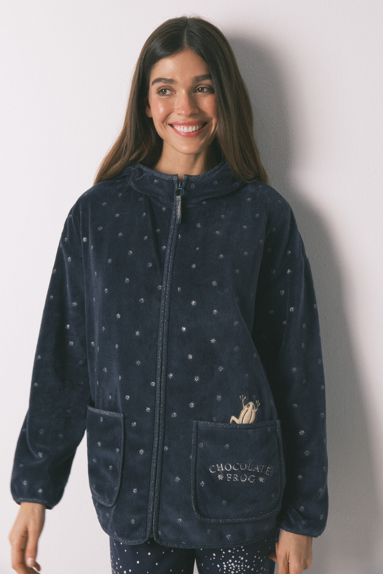 Women'secret Bata corta tejido polar azul lurex Harry Potter