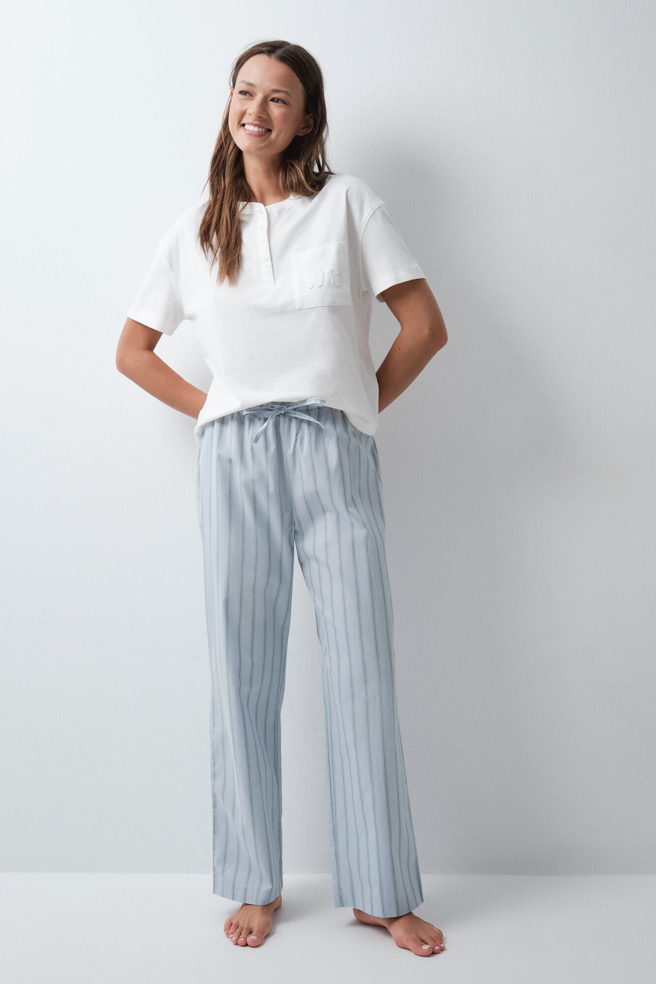 Women'secret Pantal&oacute;n largo de rayas azul