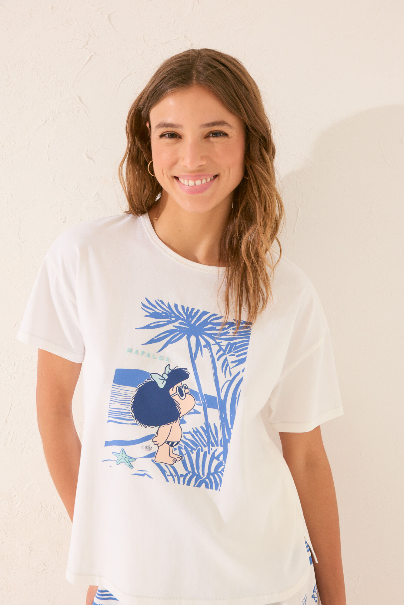 Women'secret Pijama blanco de manga corta