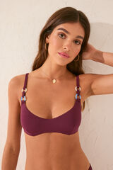 Womensecret Top de bikini con anillo en contraste púrpura