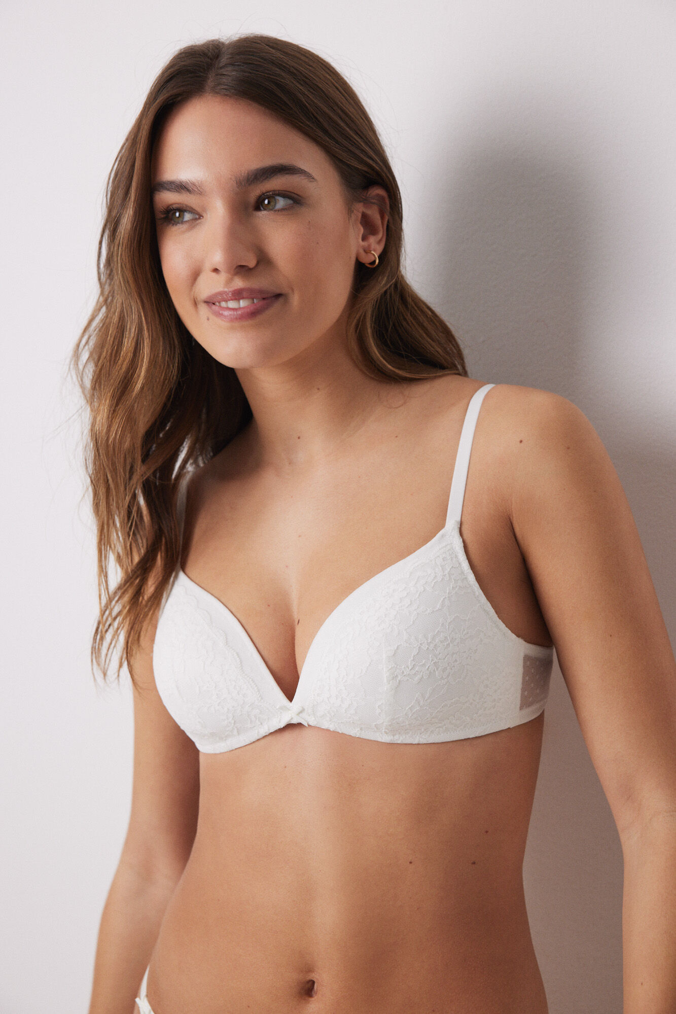 Women'secret CHARMING brasier triangular relleno sin varilla, encaje tul plumet&iacute; marfil marfil