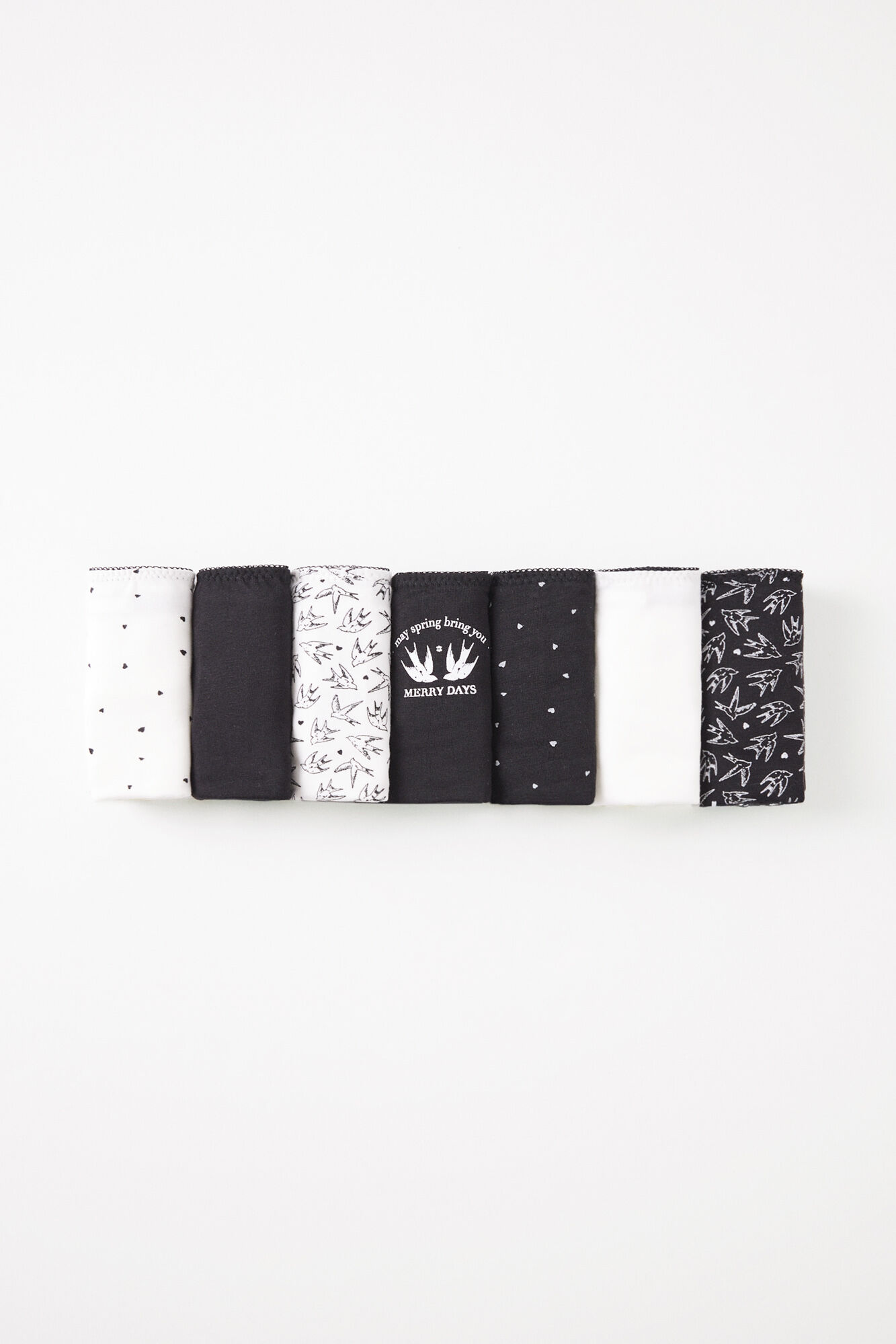 Women'secret Pack 7 tangas algod&oacute;n lisas y estampadas B&W estampado