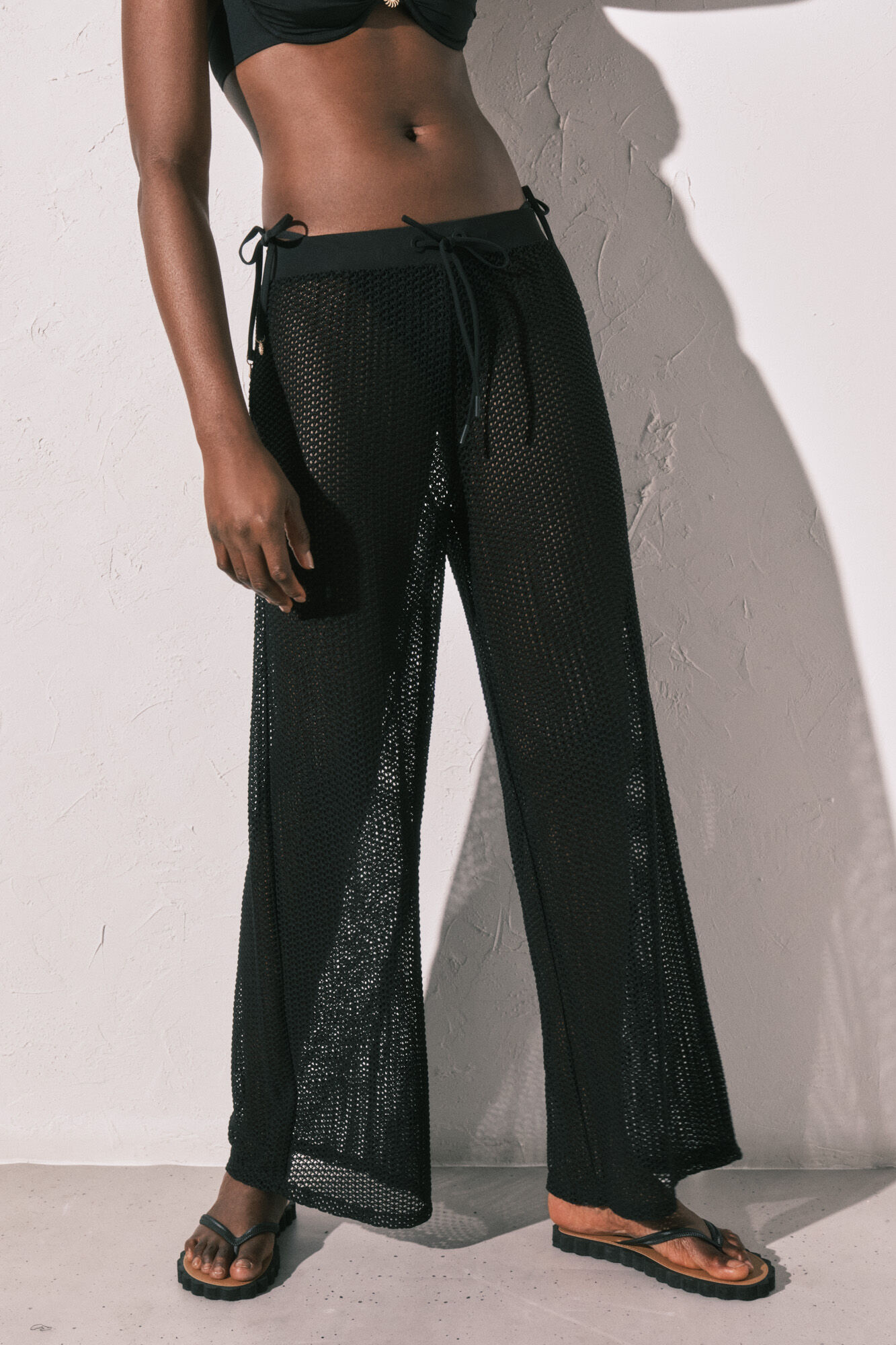 Women'secret Pantal&oacute;n efecto red de tejido negro negro