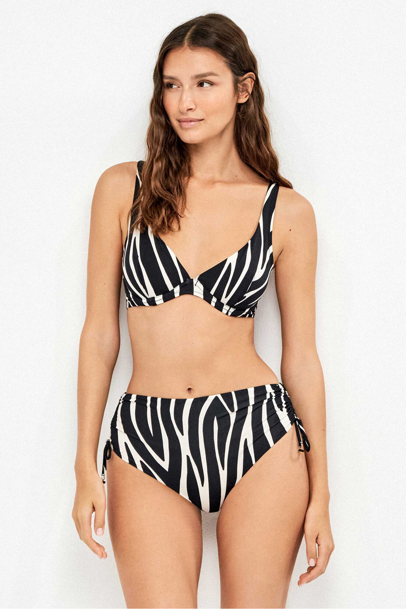 Gisela Panty de bikini de tiro alto estampado animal print de cebra