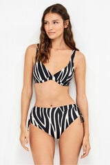 Gisela Panty de bikini de tiro alto estampado animal print de cebra blanco