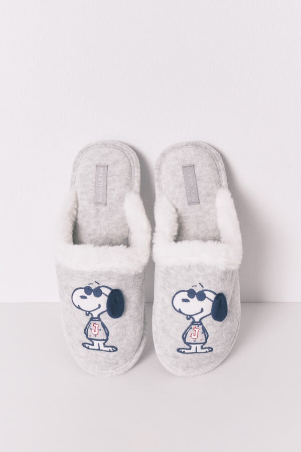 Women'secret Pantuflas para casa de Snoopy de color gris oscuro gris