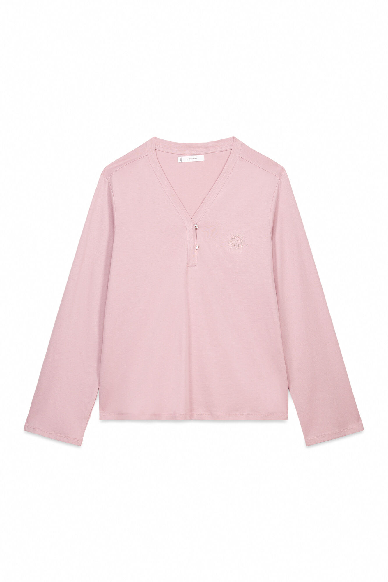 Women'secret Playera de manga larga rosa 100% algod&oacute;n rosa